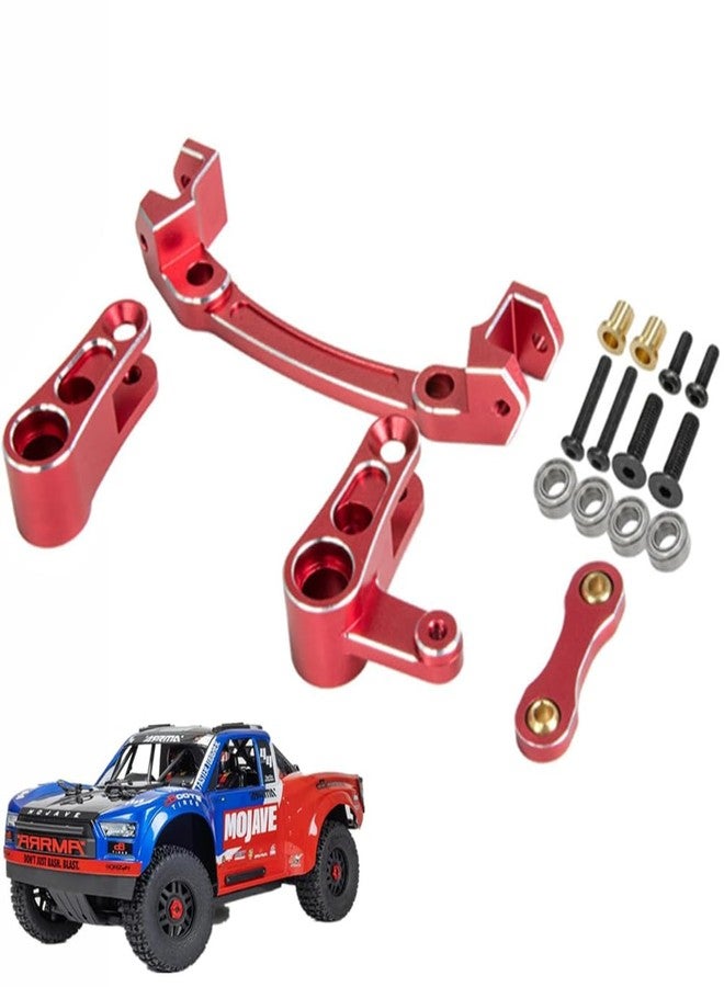 UURCSKY مجموعة توجيه من الألومنيوم، ذراع توجيه لسيارة Arrma 1/8 Mojave 4S 4X4 BLX RC، قطع غيار للترقية، بديل للرقم ARA340200 (أحمر) - Image 1